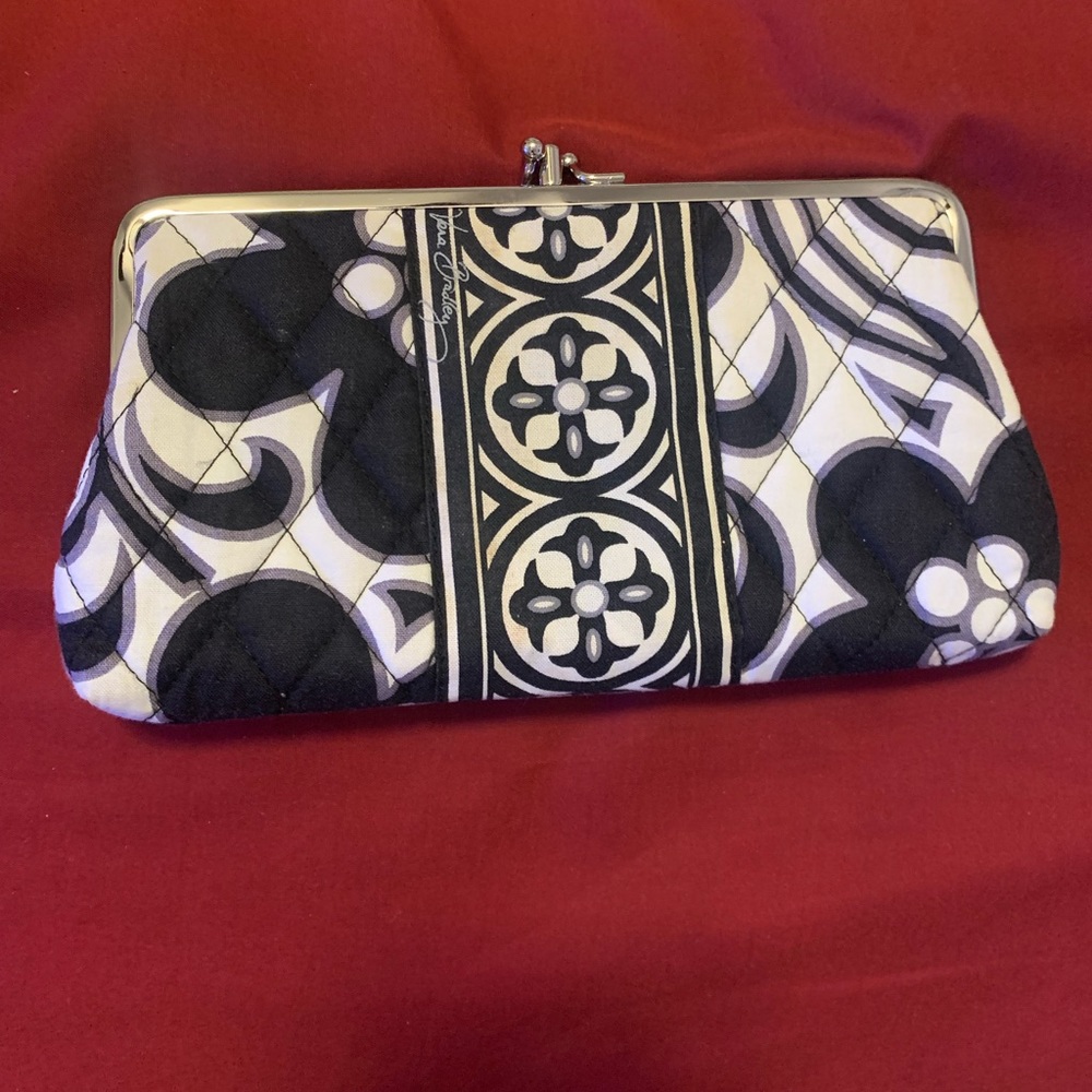 Small black and white Vera Bradley clutch